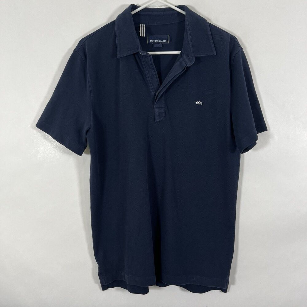 Tretorn Klader Polo Shirt Mens Size Medium Navy Blue Embroidered Sneaker Logo